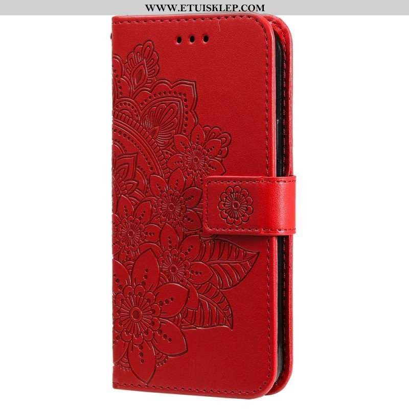 Etui Folio do Xiaomi Redmi Note 12 5G z Łańcuch Mandala Kwiatowa Na Pasku